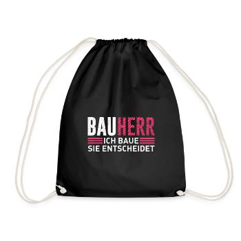 Bauherr ich baue Sie entscheidet Eigenheim - Turnbeutel - Schwarz - Vorne