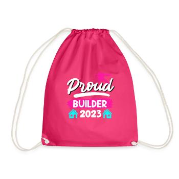 Proud client 2023 Topping-out ceremony for owner-occupied homes - Drawstring Bag - fuchsia - Front
