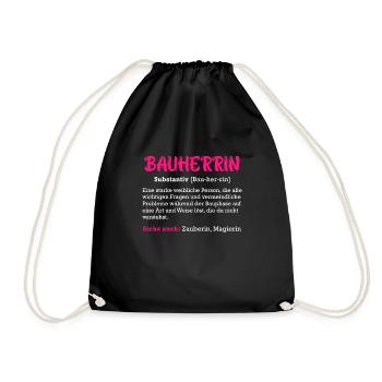 Bauherrin Definition Eigenheim Richtfest - Turnbeutel - Schwarz - Vorne
