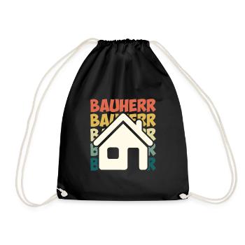 Vintage Bauherr Bauherrin Eigenheim - Turnbeutel - Schwarz - Vorne