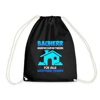 Bauherr Eigenheim - Turnbeutel - Schwarz - Vorne
