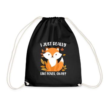 I really like foxes fox children - Drawstring Bag - black - Front