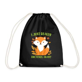 I really like foxes fox children - Drawstring Bag - black - Front