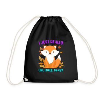 I really like foxes fox children - Drawstring Bag - black - Front