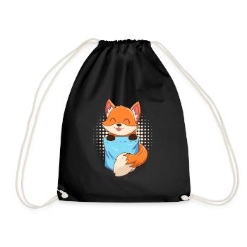 Fuchs in Brusttasche Hemdtasche Fake Brusttasche - Turnbeutel - Schwarz - Vorne