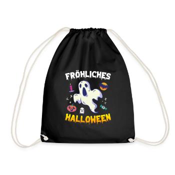 Happy Halloween Geist - Turnbeutel - Schwarz - Vorne