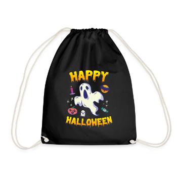 Happy Halloween Geist - Turnbeutel - Schwarz - Vorne