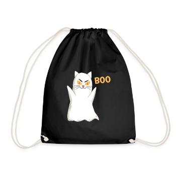 BOO Chat Halloween Fantôme - Sac de sport léger - noir - Devant