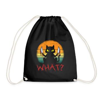 Serial Killer Halloween Cat - Drawstring Bag - black - Front