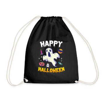 Happy Halloween Geist - Turnbeutel - Schwarz - Vorne