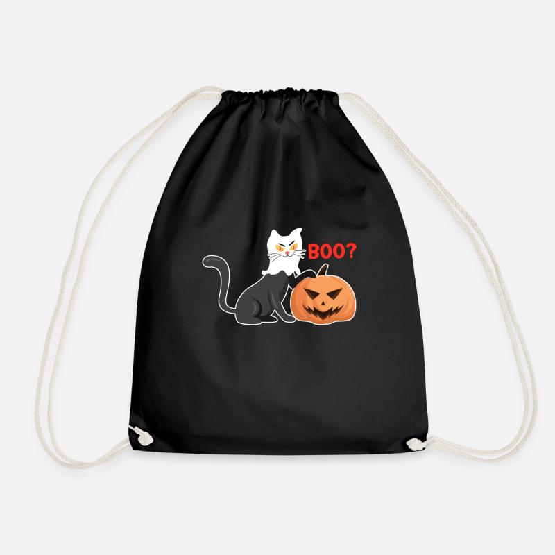 Geister Halloween Katze - Turnbeutel - Schwarz