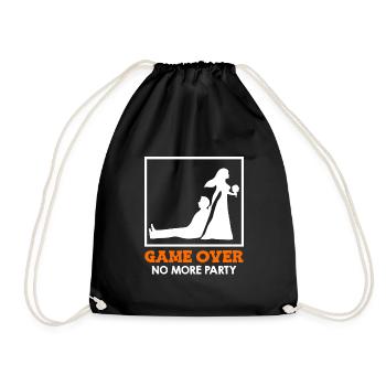 Game Over - Bridal Couple Wedding - Drawstring Bag - black - Front
