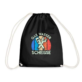 Gas Wasser Scheiße Anlagenmechaniker Klempner - Turnbeutel - Schwarz - Vorne
