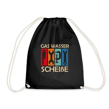 Klempner Gas Wasser Scheiße - Turnbeutel - Schwarz - Vorne