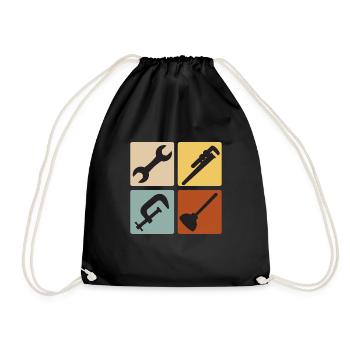 Tinsmith Plumber Plant Mechanic Vintage - Drawstring Bag - black - Front