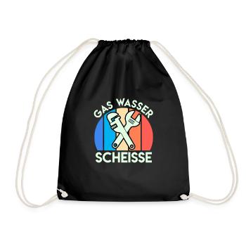 Gas Wasser Scheiße Anlagenmechaniker Klempner - Turnbeutel - Schwarz - Vorne