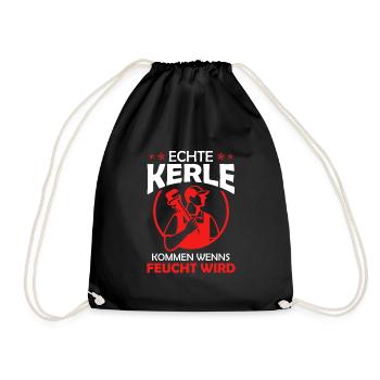 Echte Kerle kommen wenns feucht wird - Turnbeutel - Schwarz - Vorne
