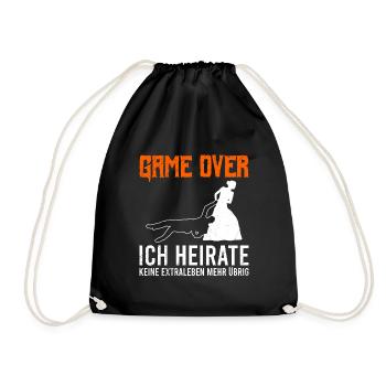 Game Over - Hochzeit Jungesellenabschied Mann - Turnbeutel - Schwarz - Vorne