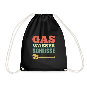 Gas Wasser Scheiße Anlagenmechaniker Klempner - Turnbeutel - Schwarz - Vorne