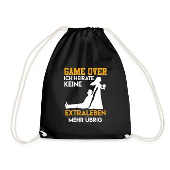 Game over - JGA Männer Hochzeit - Turnbeutel - Schwarz - Vorne