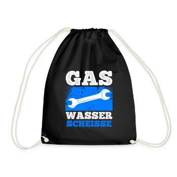 Klempner Spruch Gas Wasser Scheiße - Turnbeutel - Schwarz - Vorne