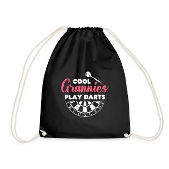 Cool Grandmas Play Darts Women Darts Accessories Darts - Drawstring Bag - black - Front