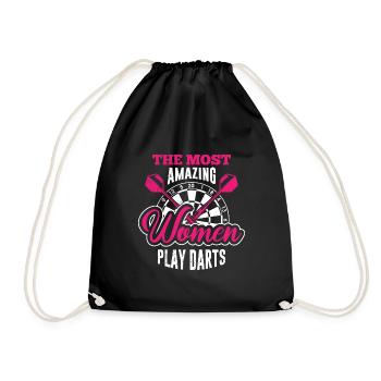 Great Women Play Darts Ladies Darts Accessories Darts - Drawstring Bag - black - Front