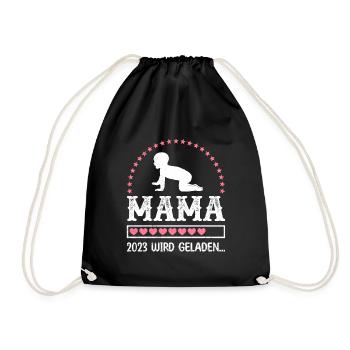 Mama 2023 loading Mutter schwanger Mädchen Mama - Turnbeutel - Schwarz - Vorne