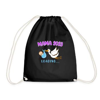 Maman 2023 Rattle Stork Bébé Cigogne Maman enceinte - Sac de sport léger - noir - Devant