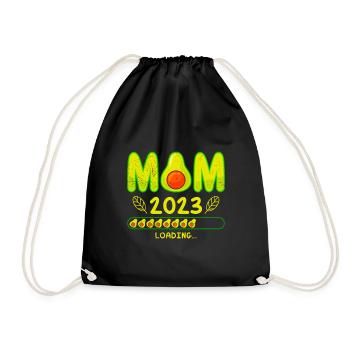 Mama 2023 loading Schwangerschaft Baby Avocado - Turnbeutel - Schwarz - Vorne