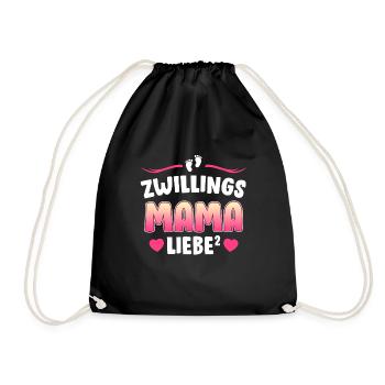 Zwillingsmama Liebe hoch 2 Mutter von 2 Mama - Turnbeutel - Schwarz - Vorne