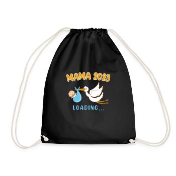 Maman 2023 Rattle Stork Bébé Cigogne Maman enceinte - Sac de sport léger - noir - Devant