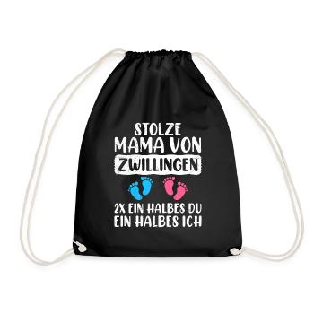 Mutter von Zwillinge Junge Mädchen stolze Mama - Turnbeutel - Schwarz - Vorne