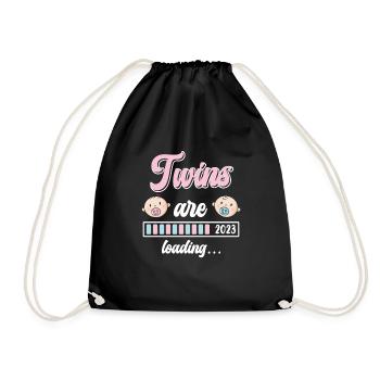 Twin Mom Twins loading Young Girls Mom - Drawstring Bag - black - Front
