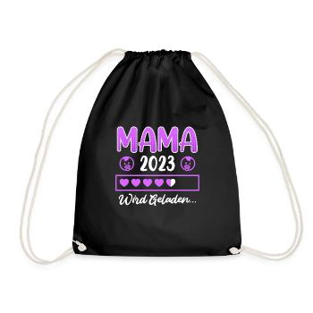 Mama 2023 Mutter to be schwanger Junge Mädchen - Turnbeutel - Schwarz - Vorne
