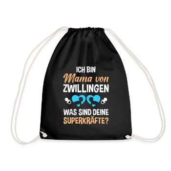 Zwillingsmama Mutter von Zwillinge Jungen Mama - Turnbeutel - Schwarz - Vorne