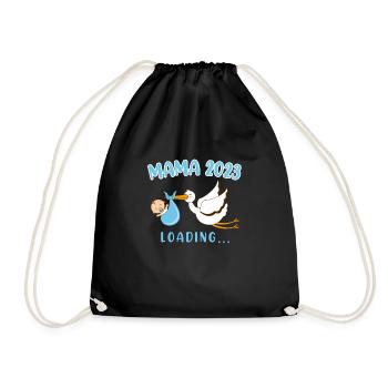 Maman 2023 Rattle Stork Bébé Cigogne Maman enceinte - Sac de sport léger - noir - Devant
