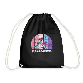 Dinosaur Mamasaurus Kids Dino Super Mama - Drawstring Bag - black - Front