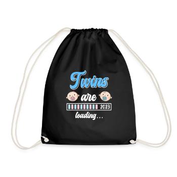 Twin Mom Twins loading Young Girls Mom - Drawstring Bag - black - Front