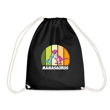 Dinosaur Mamasaurus Kids Dino Super Mama - Drawstring Bag - black - Front