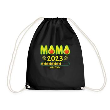 Mama 2023 loading Schwangerschaft Baby Avocado - Turnbeutel - Schwarz - Vorne