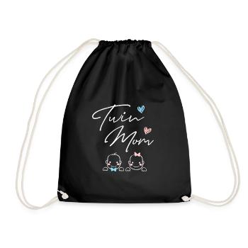 Pregnant with twins Twin Mom - Drawstring Bag - black - Front