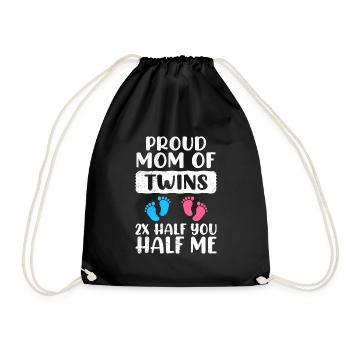 Mère de jumeaux Jeunes filles fière maman - Sac de sport léger - noir - Devant
