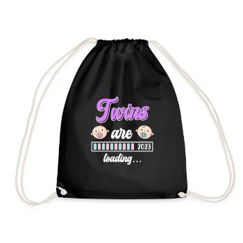 Twin Mom Twins loading Young Girls Mom - Drawstring Bag - black - Front