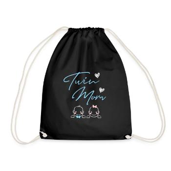 Pregnant with twins twins mom - Drawstring Bag - black - Front