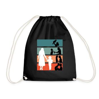 Mother for life Family Children grow mom - Drawstring Bag - black - Front