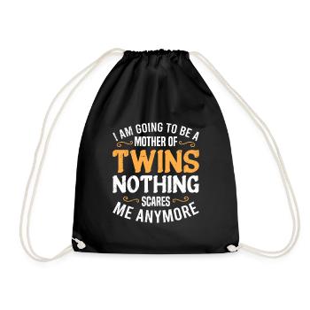 Twin Mom Mom Twins Siblings Mom - Drawstring Bag - black - Front