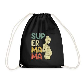 Super Mom Pregnant Best Mother Child - Drawstring Bag - black - Front
