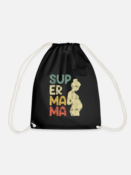 Super Mama schwanger Beste Mutter Kind - Turnbeutel - Schwarz