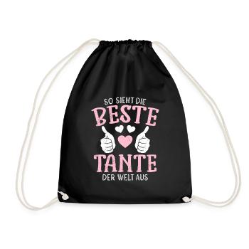 So sieht die beste Tante der Welt aus Onkel Tante - Turnbeutel - Schwarz - Vorne